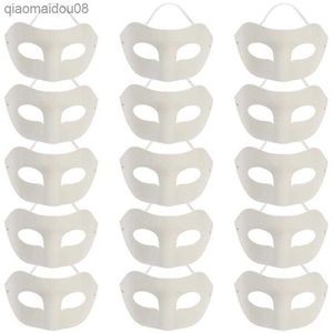 15pcs maschera in bianco verniciabile fai da te maschere di arte di carta maschere in bianco fai da te maschere di pittura fai da te per il partito di cosplay di travestimento L230704