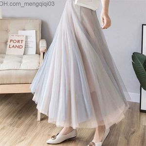 Skirts Skirt Summer for Women 3 Layers Princess Tulle Skirts Womens Mesh Pleated Aline Skirts Lady Long Tulle Skirt Z230706