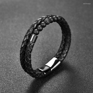 Charm Bracelets Natural Stone Bead Genuine Leather Rope Bracelet High Quality Multi Layer For Men Fashion Jewelry Gift