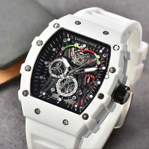 Нарученные часы Tonneau Quartz Sile Strap Skeleton для мужчин Несеханические деловые часы мужские военные спортивные спортивные состязания Masculine 0703