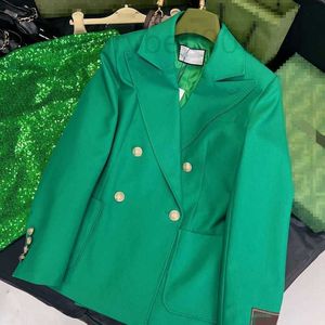 Women's Suits & Blazers designer Fashionable and stylish temperament, capable able, atmospheric commuting, double breasted patch, elegant green suit jacket 38GQ