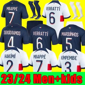 Novo 23 24 Mbappe Hakimi Camisas de futebol Vitinha Paris N.mendes Maillots De Football 2023 2024 Marquinhos Messis Verratti S Homens Mulheres