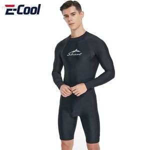 Wetsuits Drysuits Erkekler Tek Parça Mayo Ön fermuar Uzun Kollu Dalış Takımı Güneş Koruma Hızlı Kuru Yüzme Sörf Islak Takım Mayo HKD230704