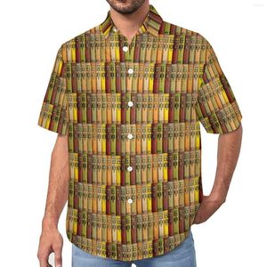 メンズカジュアルシャツライブラリブラウス男性決して成長しない古い本ハワイ半袖デザインスタイリッシュなオーバーサイズビーチシャツギフトアイデア