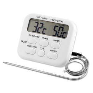 Messgeräte Digitales Küchenthermometer Edelstahlsonde Fleisch BBQ Lebensmitteltemperatur Grill Kochwerkzeuge Alarm Ta278