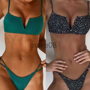 Damen-Bademode, Biquini, niedrige Taille, Strandkleidung, Set 2023, Neckholder-Bademode, Badeanzug für Frauen, V-Typ, Top, geteilter Badeanzug, Tanga-Bikinis, J230704