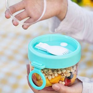 Storage Bottles Overnight Oats Jar Container Portable Oatmeal Cups With Lids And Spoon 600ml Meal Prep Containers Reusable
