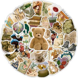 50pcs-Pack Vintage Art Stickers Bagaj Su Şişesi Dizüstü Bilgisayar Planlayıcısı Scrapbooking Telefon Mac Dolap Kapı Duvar Çıkartmaları için Su Geçirmez Vinil Stickers