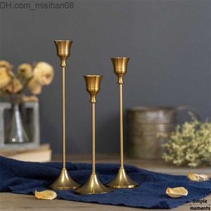 Mum Tutucular Basit Anlar 3 PC/Set Retro Bronz Mum Sahipleri Düğün Partisi Vintage Metal Stick Ev Dekoru Noel Z230704