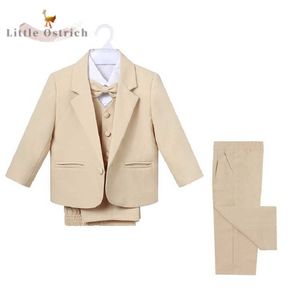 Suits Bebek Bebek Resmi Giysiler Seti Set+Gömlek+Yelek+Bowtie+Pant 5 Pant Türük Çocuk Giysileri Takım Kıyafet Cardigan Ceket Bebek Giysileri 0-2YHKD230704