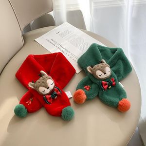 Sciarpe ELK Cappello di Natale Set di sciarpe Bambini Inverno Peluche Spessore Morbido Pompon Cartoon Ragazzi Ragazze Neckkcheif Collo Bavaglini Pupazzo di neve caldo Giorno freddo