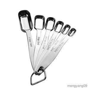 Measuring Tools 6pcs/set Stainless Metal Measuring Spoons for Dry or Liquid Fits in Kitchen Tool Baking Set Seasoning Spoon with Scale R230704