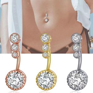 Anéis de umbigo de cristal Anel de umbigo Zircão Drop Pendurado Joias para piercing de barriga corporal para mulheres Anéis de umbigo para barriga de praia