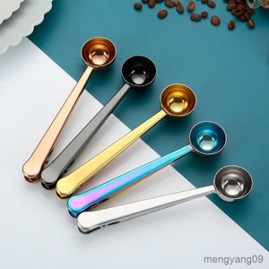 Measuring Tools Measuring Spoon for Coffee Stainless Measuring Tool Scale Two-in-one Dosing Spoon with Sealing Clip Scoops for Kitchen R230704