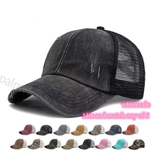 cross hats designerskie czapki w kratkę kucyk kapelusze różne 13 kolorów sprana siatka powrót Leopard słonecznik Plaid Camo Hollow niechlujny kok czapka z daszkiem czapka z daszkiem Trucker Hat items