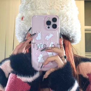Cell Phone Cases Pink Star Cute Rabbit Iphone 11 Case Iphone for IPhone 14 13 12 Pro Max Mobile Phones Transparent Soft Shell INS Korea Kawaii x0704