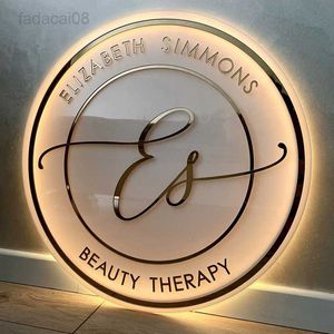 Noc niestandardowe akrylowe neony ścienne spersonalizowane biuro biznesowe Salon kosmetyczny tablice Hair Studio 3D znak HKD230704