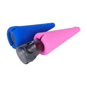 Colorful Silicone Skin Sheath Protect Pyrex Thick Glass Smoking Cone Filter Handpipes Dry Herb Tobacco Portable Key Chain Innovative Easy Clean Pipes DHL