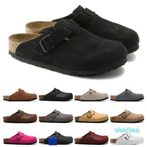 Designer -Sandals Boston Soft Footbed Suede Leather Taupe Mocha Mink Mens Fashion Scuffs Outdoor Slippers Shoes