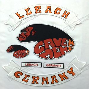 Kvalitet LEBACH CAVE MEM MC Biker Väst Patch Motorcykel Biker Large Full Back Storlek Patch för Jacka Väst Badge Iron ON Shippin177S