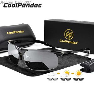 Okulary przeciwsłoneczne okulary przeciwsłoneczne aluminiowe bez oprawek Pochromic mężczyźni spolaryzowane dzień noc okulary do jazdy Chameleon AntiGlare gafas de sol hombre Z230704