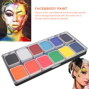 Kroppsmålning 12Färg Ansikte Kroppsmålning Vattenbaserad Halloween Party Ball Game Fan Fancy Kroppskonst Makeup Pigment Kroppsmålning Skönhet Sminkverktyg 230703