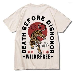 Herr T-shirts 2023 Japan Tokyo Harajuku T-shirt Oversized HipHop Streetwear Anime Tiger Print Skjorta Herr Japansk T-shirt Sommar Toppar Bomull