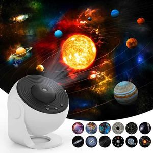 Lampor LED Star Night Light 12 i 1 Planetarium Projektion Galaxy Starry Sky Projektorlampa USB Rotera Nattlampor Barn Presenter HKD230704