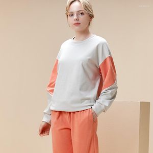 Kvinnors kvinnors sömnkläder Autumn och Winter Korean Edition Clash Color Pyjamas Women Cashmere Warm Super Soft Thick Home Clothes Set PJS IV6E