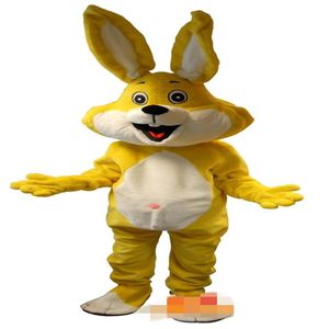 Imagens reais de alta qualidade Deluxe coelho amarelo Pernalonga mascote fantasia de personagem de desenho animado tamanho adulto 338S