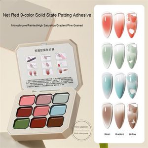 Unhas Postiças Solid Pat Cola Esmalte Color Painting Jelly Cream Gum Palette High Saturated Semi Permanent Charm 230703