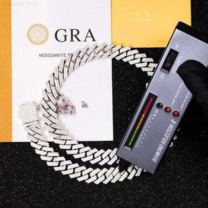 Yu Ying 925 Sterling Silver Cuban Chain 2rows 13mm 15mm 20mm Width Gra Moissanite Link Hip Hop Mans Necklace