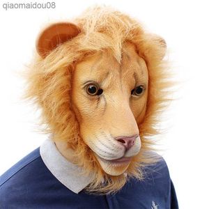 3d Animal King Maskeleri Cadılar Bayramı Maskeli Sarayı Lateks Aslan Maskesi Yetişkin Tam Yüz Karnaval Partisi Cosplay Costume Props Hediye L230704