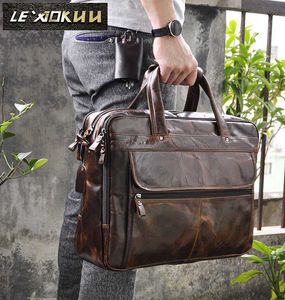 Briefcases Briefcases Men Oil Waxy Leather Antique Design Business Briefcase Laptop Document Case Fashion Attache Messenger Bag Tote Portfolio 7146 Z230704