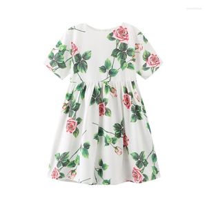 Tjejklänningar 2023 Barnkläder Sommar Camellia Print Slip Dress Bomull High End Kläder Partihandel