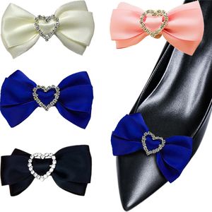 Schuhteile-Zubehör, abnehmbare Schuhdekoration, Strasssteine, Herz-Schleife, Schuhclips, Miss-Hochzeitsparty-Schuhzubehör für flache Schuhe mit hohen Absätzen, 2 Stück 230703