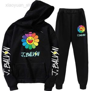 Luvtröjor för män j balvin mode estetiskt mönster FÄRGER Sporthuvtröja för män och kvinnor universal hoodie kostym street casual wear tvådelad HKD230704