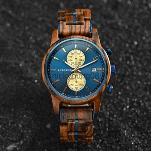 Relógios de pulso masculino de madeira BOBOBIRD novo top japonês Miyota pulso esportes cronógrafo calendário caixa de presente personalizada relógio masculino 0703