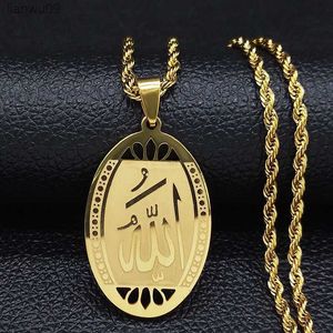 Muslimska Islamiska Koranen Allah Halsband i rostfritt stål för män Guldfärg Arabisk Islam Kedja Halsband Smycken collier homme N1208 L230704