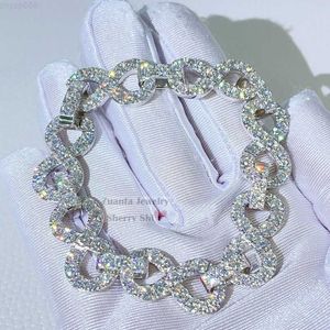 Gioielli firmati 13mm vvs moissanite diamante ghiacciato braccialetto da uomo in argento sterling con maglie a sfioro