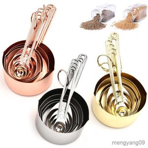 Измерение инструментов нержавеющая измерение Spoon Cup Set для выпечки чая кофейная ложка мука измерение