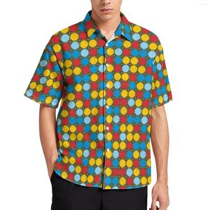 Erkek sıradan gömlekler retro 70'ler disko gömlek noktaları baskı tatil gevşek yaz sokak tarzı bluzlar kısa kollu grafik büyük boy giyim