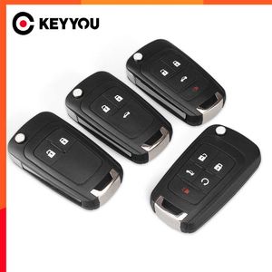 New KEYYOU Flip Folding Remote car Key Shell For Chevrolet Cruze Epica Lova Camaro Impala 2 3 4 5 Button HU100 Blade