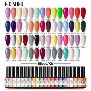 Sztuczne Paznokcie ROSALIND 55 sztuk Dużo Zestaw Do Paznokci 7 ml Żel Polski Zestaw do Manicure Soak Off Semi Permanent Art Lakier Lakiery 230704