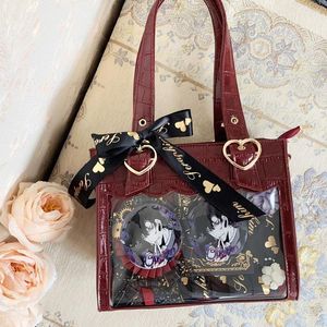 Evening Bags Lolita Ribbon Handbags For Women Japanese Style Kawaii Crossbody Shoulder Stylish Chic Point Pu Leather Transparent Bag