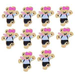 10PCS bear embroidery patches for clothing iron fashion patch for clothes applique sewing accessories stickers on cloth iron on pa248b