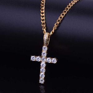 Pendant Necklaces Cross Gold Color Copper Material Hip Hop Jewelry 230621
