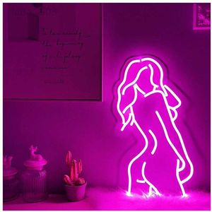 Lights Lady Body LED Neon Light Sign Girl Female Model Acrylic Wall Art Lamp Decor for Home Party Wedding Holiday Night Lamps Xmas Gift HKD230704