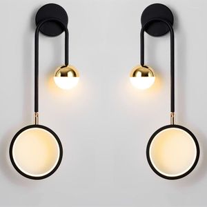 Wall Lamp Nordic LED Lights Home Indoor Bedside Black Gold Lamps Bedroom Study Room Adjustable Sconces Reading