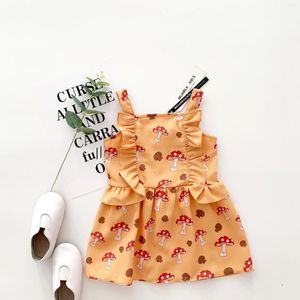 Abiti da ragazza Tonytaobaby Summer Baby Cartoon Full Print Mushroom Dress Suspender Girls